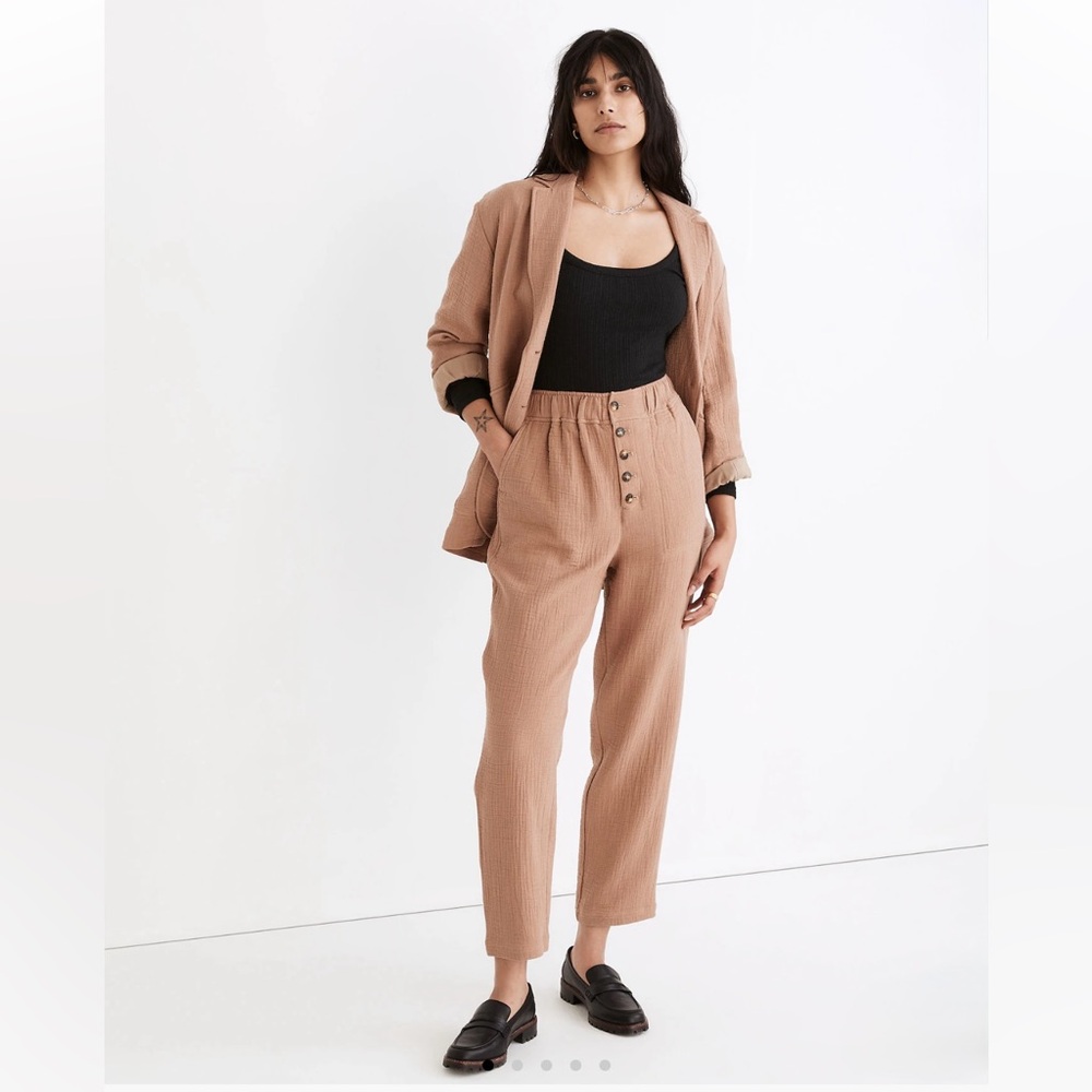 Madewell Beige-Tan Button Front Trousers